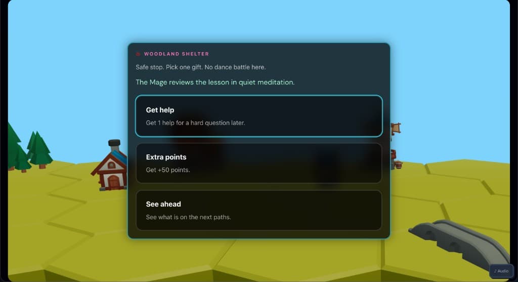 Rest stop reward screen on the map